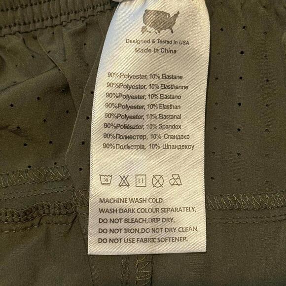 3XL lined running shorts quick-dry olive green zip pockets‎ elastic waist - Picture 4 of 4